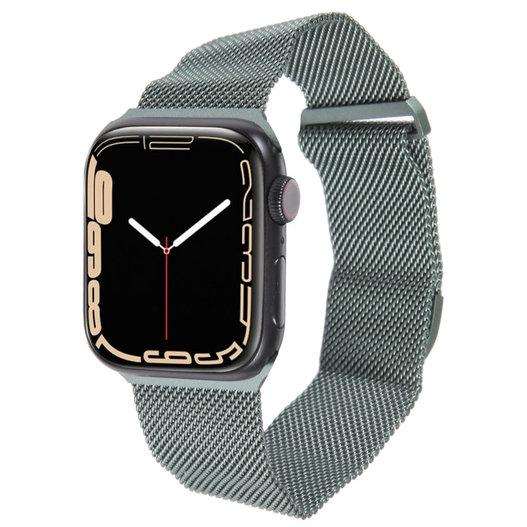 For Apple Watch 42mm Milanese Metal Magnetic Watch Band(Pine Green)