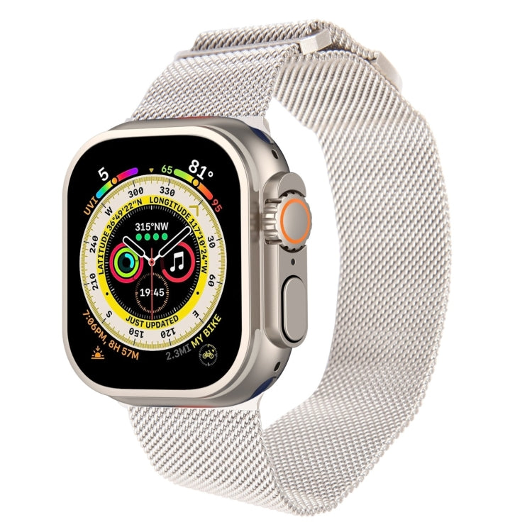 For Apple Watch SE 2023 44mm Milanese Metal Magnetic Watch Band(Starlight) - Watch Bands by PMC TechLife | Online Shopping South Africa | PMC TechLife