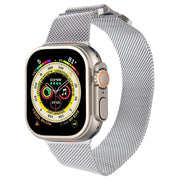 For Apple Watch 9 45mm Milanese Metal Magnetic Watch Band(Silver)