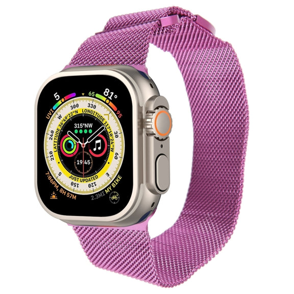 For Apple Watch 9 45mm Milanese Metal Magnetic Watch Band(Purple)