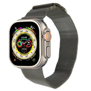 For Apple Watch 9 45mm Milanese Metal Magnetic Watch Band(Army Green)