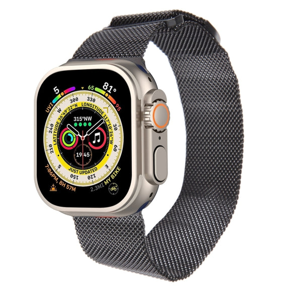 For Apple Watch 9 41mm Milanese Metal Magnetic Watch Band(Black)