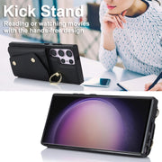 For Samsung Galaxy S23 Ultra 5G Zipper Card Bag Phone Case with Dual Lanyard(Black)