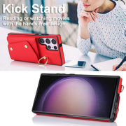 For Samsung Galaxy S23 Ultra 5G Zipper Card Bag Phone Case with Dual Lanyard(Red)