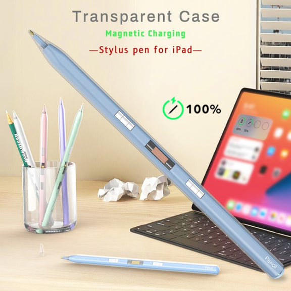 P10s Transparent Case Wireless Charging Stylus Pen for iPad 2018 or Later(Blue)