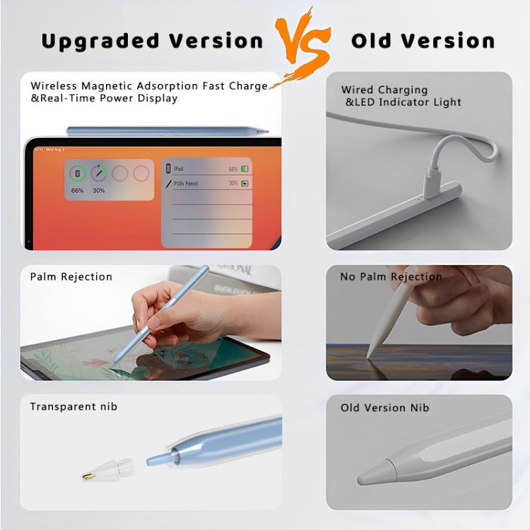 P10s Transparent Case Wireless Charging Stylus Pen for iPad 2018 or Later(Blue)