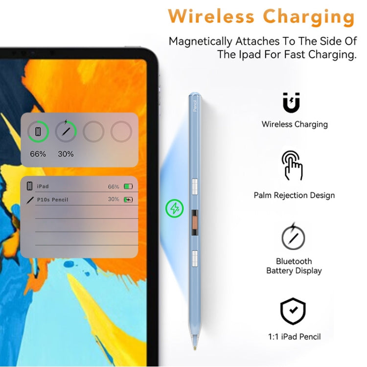 P10s Transparent Case Wireless Charging Stylus Pen for iPad 2018 or Later(White)
