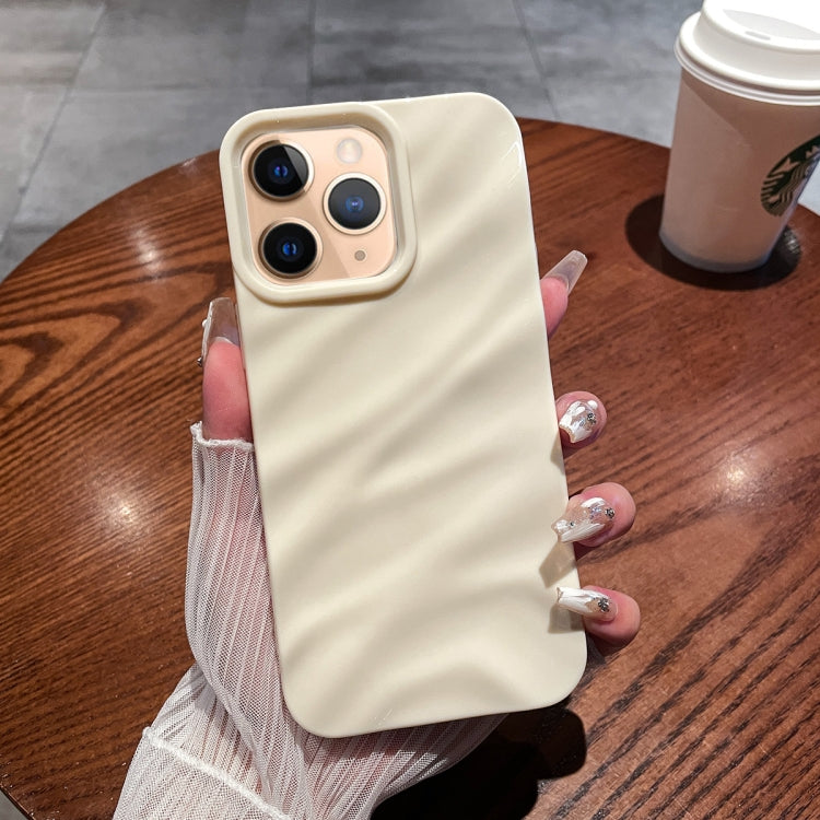 For iPhone 11 Pro Max Solid Color Wave Texture TPU Phone Case(Beige) - iPhone 11 Pro Max Cases by PMC TechLife | Online Shopping South Africa | PMC TechLife