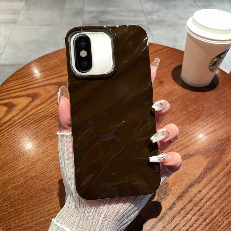 For iPhone X / XS Solid Color Wave Texture TPU Phone Case(Chocolate) - More iPhone Cases by PMC TechLife | Online Shopping South Africa | PMC TechLife