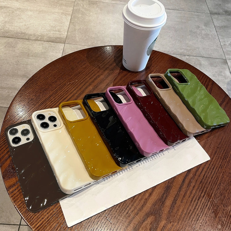 For iPhone 14 /13 Solid Color Wave Texture TPU Phone Case(Beige)