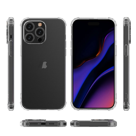 For iPhone 15 Pro Four-Corner Shockproof Clear TPU Phone Case(Transparent)