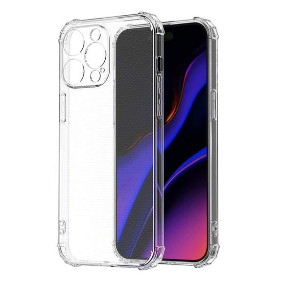 For iPhone 15 Pro Four-Corner Shockproof Clear TPU Phone Case(Transparent)