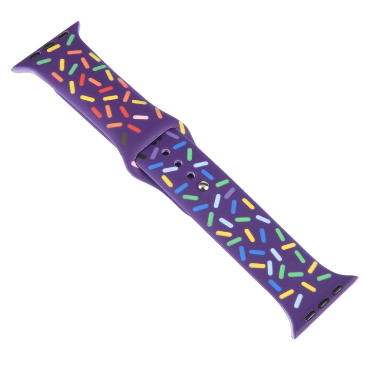 Rainbow Raindrops Silicone Watch Band For Apple Watch 8 41mm(Dark Purple) - Watch Bands by PMC TechLife | Online Shopping South Africa | PMC TechLife