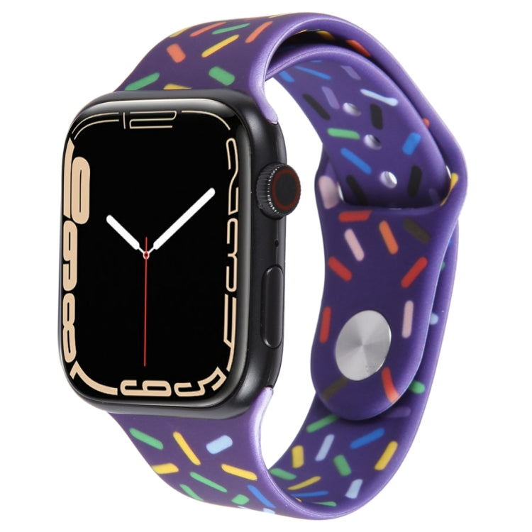 Rainbow Raindrops Silicone Watch Band For Apple Watch 8 45mm(Dark Purple) - Watch Bands by PMC TechLife | Online Shopping South Africa | PMC TechLife