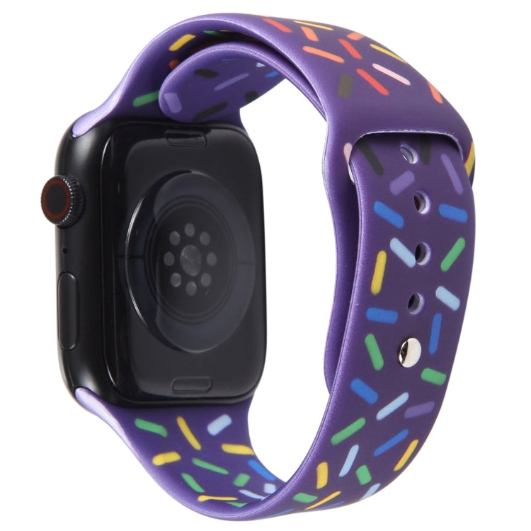 Rainbow Raindrops Silicone Watch Band For Apple Watch 8 45mm(Dark Purple) - Watch Bands by PMC TechLife | Online Shopping South Africa | PMC TechLife