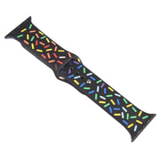 Rainbow Raindrops Silicone Watch Band For Apple Watch 7 41mm(Black)