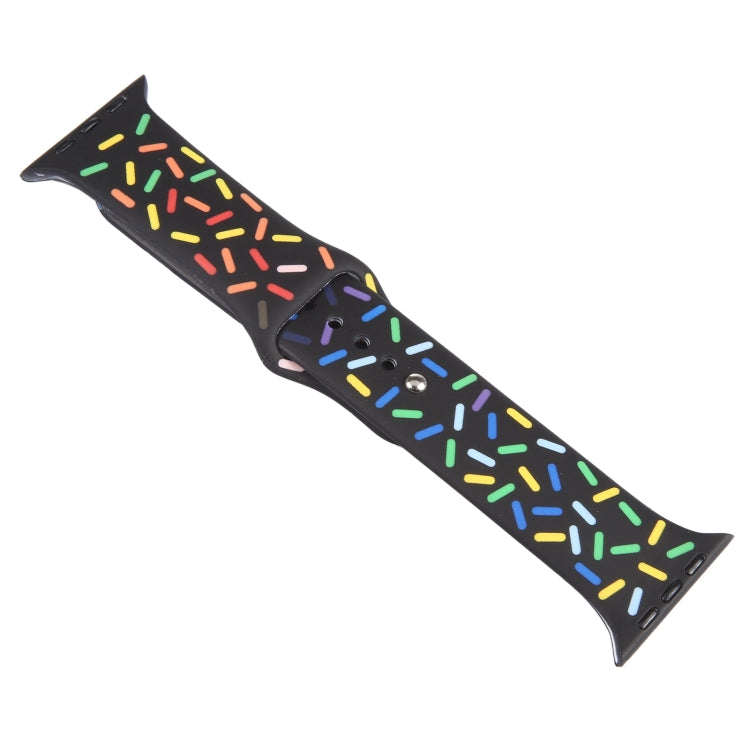 Rainbow Raindrops Silicone Watch Band For Apple Watch 7 41mm(Black)