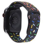 Rainbow Raindrops Silicone Watch Band For Apple Watch 7 41mm(Black)