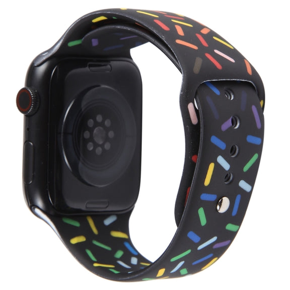 Rainbow Raindrops Silicone Watch Band For Apple Watch 7 41mm(Black)