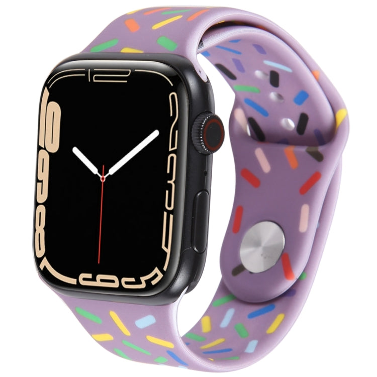 Rainbow Raindrops Silicone Watch Band For Apple Watch 7 45mm(Light Purple) - Watch Bands by PMC TechLife | Online Shopping South Africa | PMC TechLife
