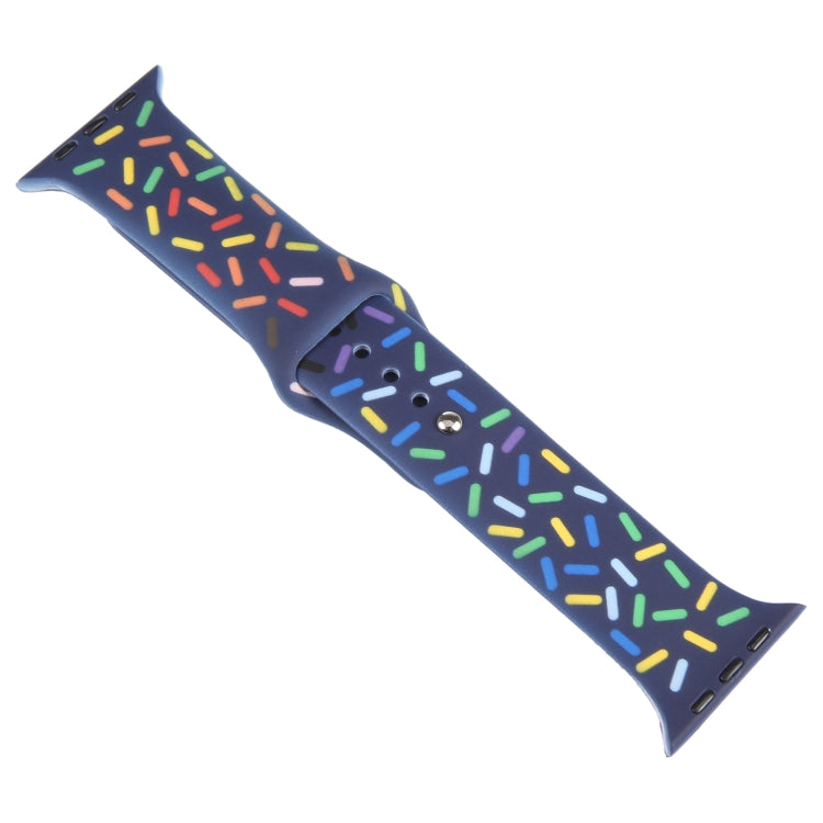 Rainbow Raindrops Silicone Watch Band For Apple Watch 7 45mm(Midnight)