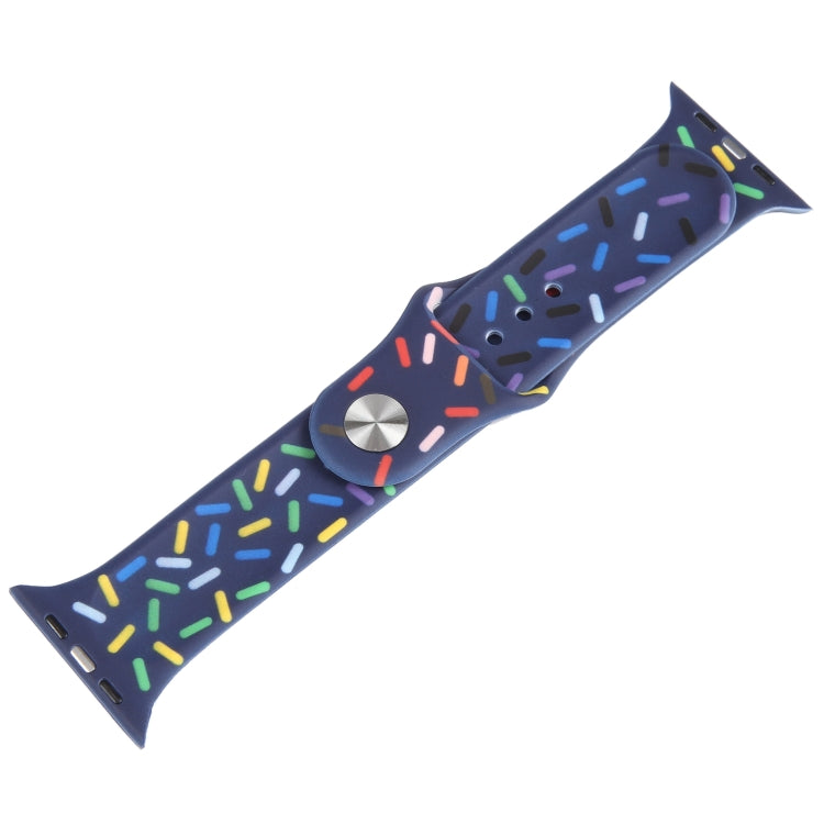 Rainbow Raindrops Silicone Watch Band For Apple Watch 7 45mm(Midnight)