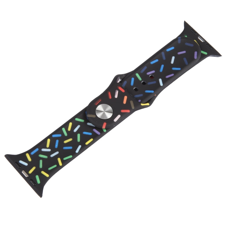 Rainbow Raindrops Silicone Watch Band For Apple Watch 7 45mm(Black)