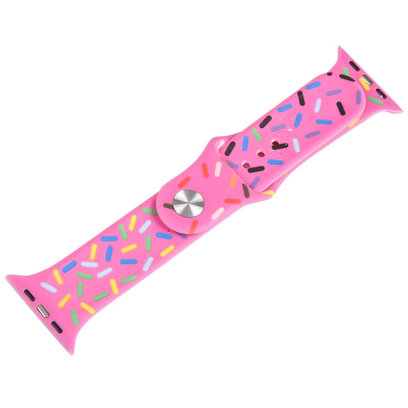 Rainbow Raindrops Silicone Watch Band For Apple Watch 7 45mm(Rose Red)