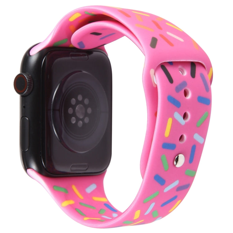 Rainbow Raindrops Silicone Watch Band For Apple Watch 7 45mm(Rose Red)