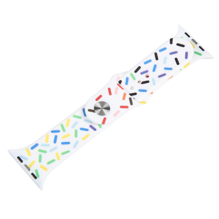 Rainbow Raindrops Silicone Watch Band For Apple Watch SE 2022 40mm(White) - Watch Bands by PMC TechLife | Online Shopping South Africa | PMC TechLife