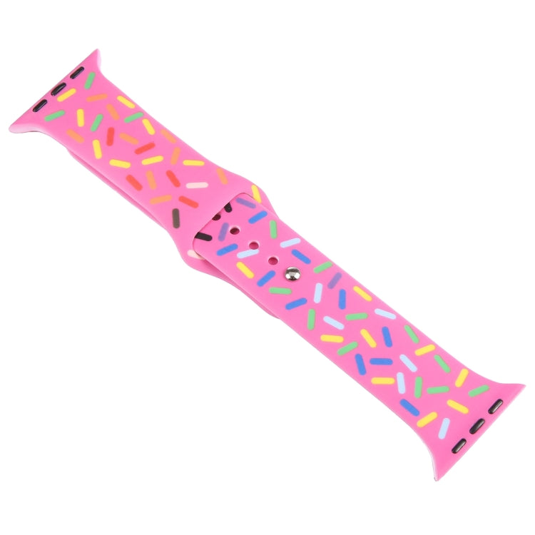 Rainbow Raindrops Silicone Watch Band For Apple Watch 6 40mm(Rose Red)