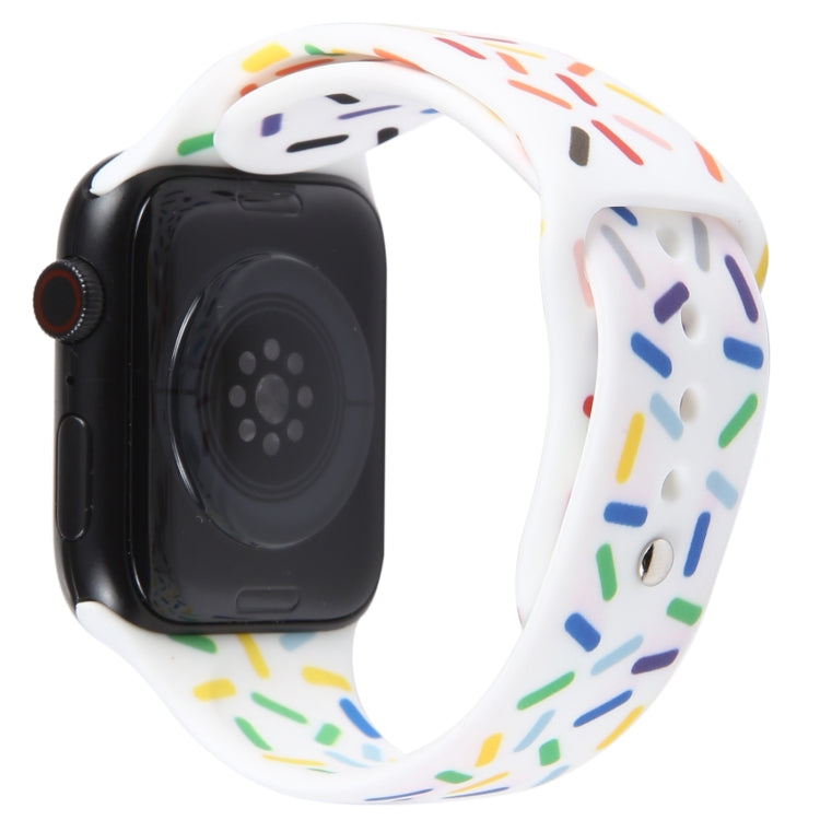 Rainbow Raindrops Silicone Watch Band For Apple Watch 6 44mm(White) - Watch Bands by PMC TechLife | Online Shopping South Africa | PMC TechLife