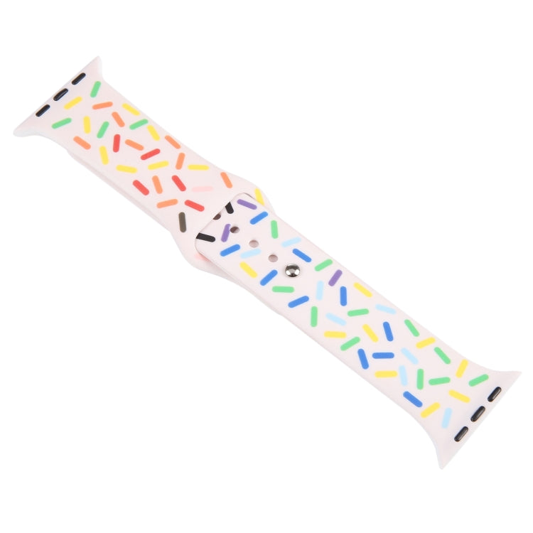 Rainbow Raindrops Silicone Watch Band For Apple Watch 5 40mm(Pink)