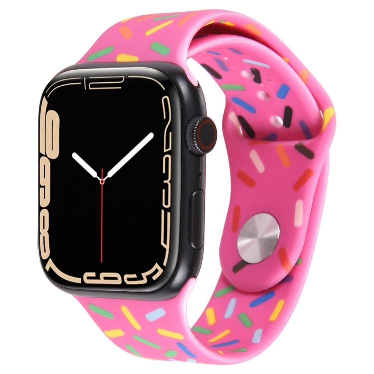 Rainbow Raindrops Silicone Watch Band For Apple Watch 5 40mm(Rose Red) - Watch Bands by PMC TechLife | Online Shopping South Africa | PMC TechLife