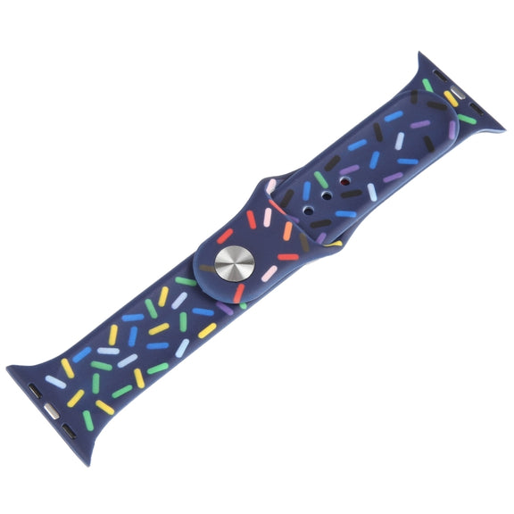 Rainbow Raindrops Silicone Watch Band For Apple Watch 4 40mm(Midnight)