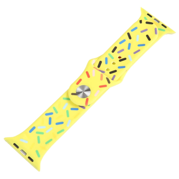 Rainbow Raindrops Silicone Watch Band For Apple Watch 4 44mm(Yellow)