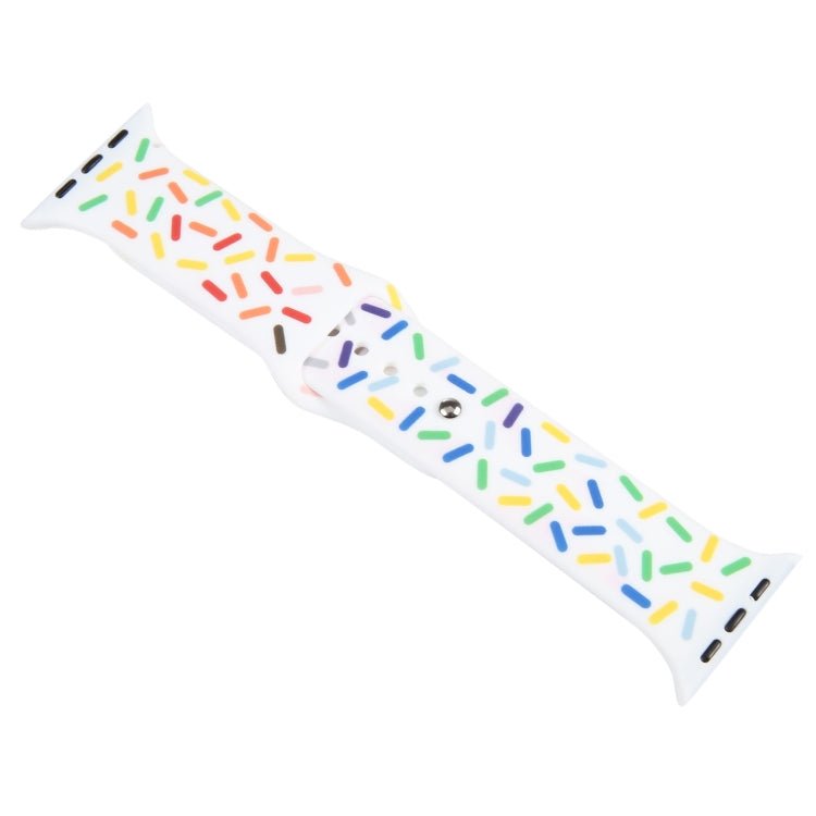 Rainbow Raindrops Silicone Watch Band For Apple Watch 3 38mm(White) - Watch Bands by PMC TechLife | Online Shopping South Africa | PMC TechLife