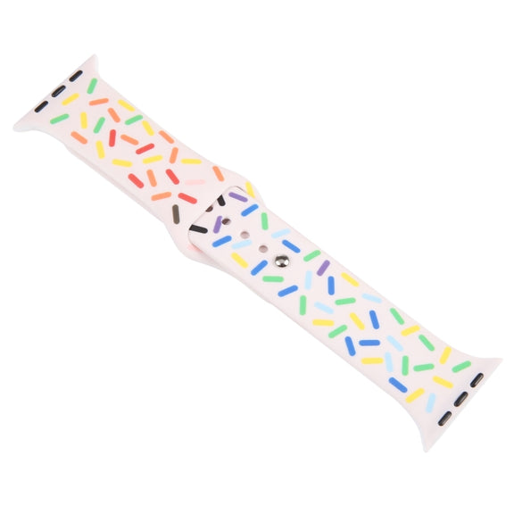 Rainbow Raindrops Silicone Watch Band For Apple Watch 2 38mm(Pink)
