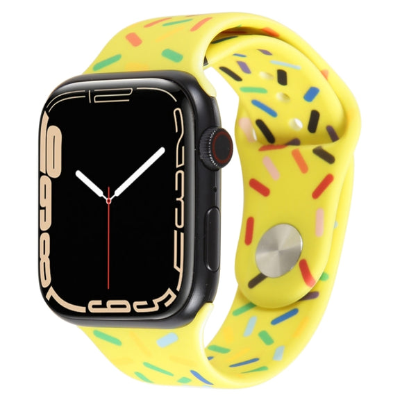 Rainbow Raindrops Silicone Watch Band For Apple Watch 38mm(Yellow)