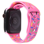 Rainbow Raindrops Silicone Watch Band For Apple Watch 38mm(Rose Red)