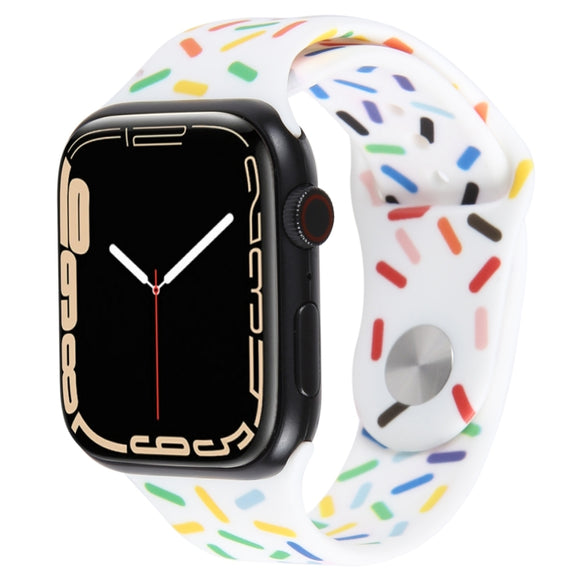Rainbow Raindrops Silicone Watch Band For Apple Watch 42mm(White)
