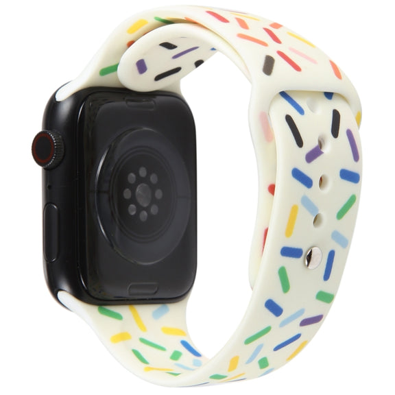 Rainbow Raindrops Silicone Watch Band For Apple Watch 42mm(Beige)