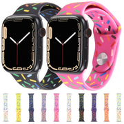 Rainbow Raindrops Silicone Watch Band For Apple Watch 7 41mm(Black)