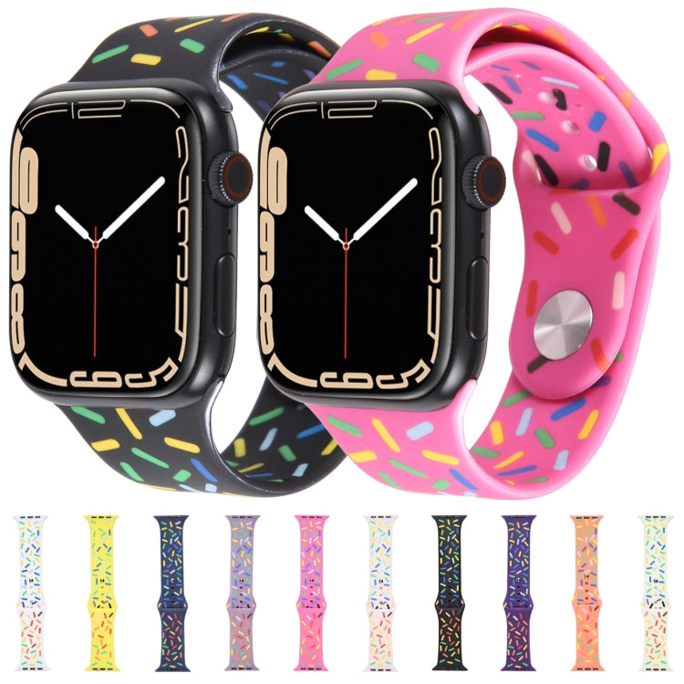 Rainbow Raindrops Silicone Watch Band For Apple Watch 7 41mm(Black)