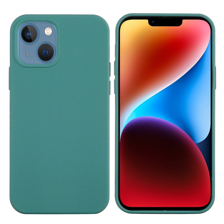 For iPhone 15 Solid Color Silicone Phone Case(Pine Needle Green)