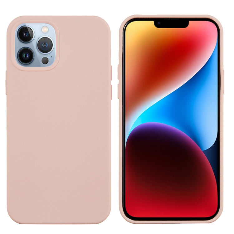 For iPhone 15 Pro Solid Color Silicone Phone Case(Sand Pink)