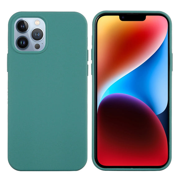 For iPhone 15 Pro Solid Color Silicone Phone Case(Pine Needle Green)