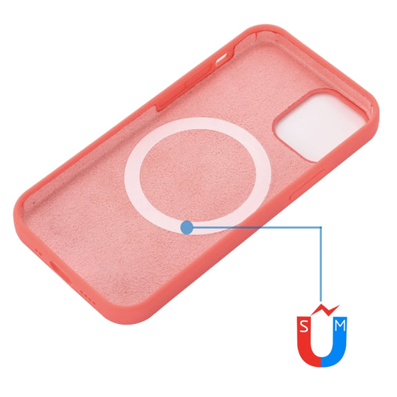 For iPhone 15 Pro Max Shockproof Silicone Magsafe Phone Case(Pink Orange)