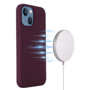 For iPhone 15 Shockproof Silicone Magsafe Phone Case(Plum Color)