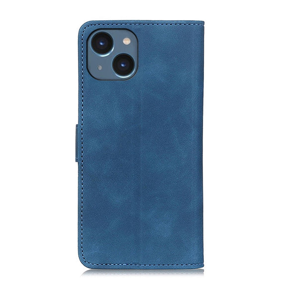 For iPhone 15 Plus KHAZNEH Retro Texture Leather Phone Case(Blue)
